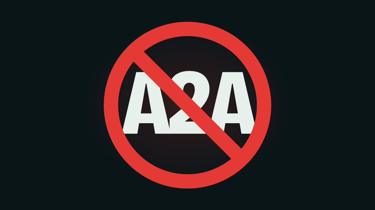 The letters A2A with a red no sign over them